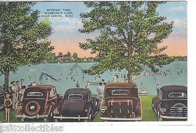 Bathing Time,Wampler's Lake near Adrian,Michigan 1948 (Old Cars) - Cakcollectibles - 1
