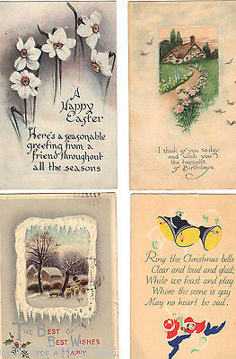 Lot of 4 Antique Christmas Post Cards-Lot 2 - Cakcollectibles - 1