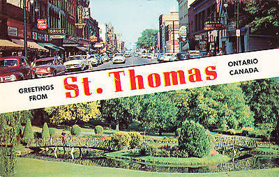 Greetings From St. Thomas Ontario Canada Postcard - Cakcollectibles