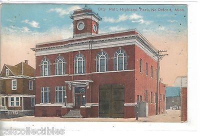 City Hall,Highland Park,No. Detroit,Michigan 1915 - Cakcollectibles - 1