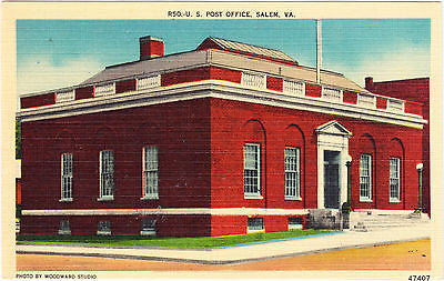 Salem Virginia Post Office  Postcard - Cakcollectibles