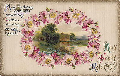 Many Happy Returns Embossed John Winsch Designed Postcard - Cakcollectibles