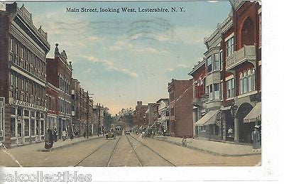 Main Street,Looking West-Lestershire,New York  1917 - Cakcollectibles - 1