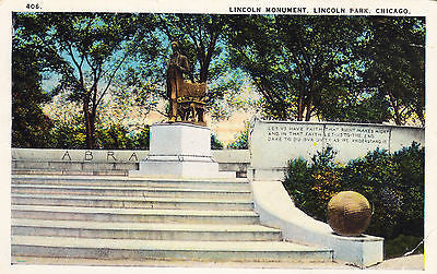 Lincoln Monument Lincoln Park Chicago Postcard - Cakcollectibles