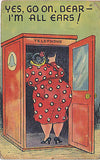 "Yes Go On Dear-I'm All Ears!" Linen Comic Postcard - Cakcollectibles - 1