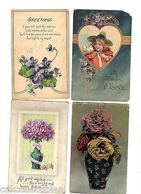Lot of 4 Antique Greetings Post Cards-Lot 38 - Cakcollectibles - 1