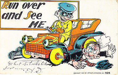 Run Over And See Me Comic Postcard - Cakcollectibles