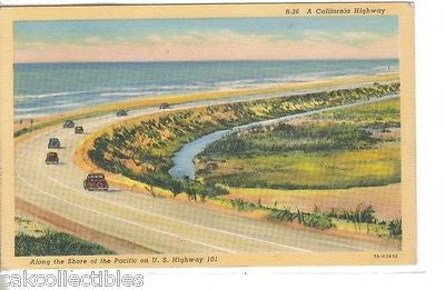 A California Highway along The Shore of The Pacific on U.S. Highway 101 - Cakcollectibles