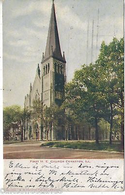 First M.E. Church-Evanston,Illinois 1908 - Cakcollectibles