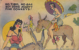 "Mighty Fine Donkeys!" Linen Comic Postcard - Cakcollectibles - 1
