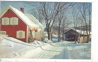 Winter's Snowy Setting For A Covered Bridge, Haverhill, N. H. - Cakcollectibles