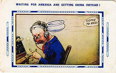 Switchboard Man Getting Hit With China Comic Postcard - Cakcollectibles