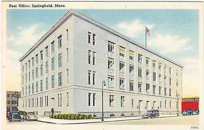 Post Office Springfield Massachusetts Postcard - Cakcollectibles