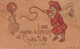 "I Am HAving A Circus" Leather Comic Postcard - Cakcollectibles - 1
