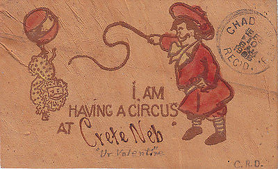 "I Am HAving A Circus" Leather Comic Postcard - Cakcollectibles - 1