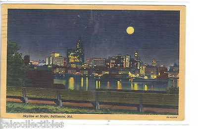 Skyline at Night-Baltimore,Maryland 1951 - Cakcollectibles