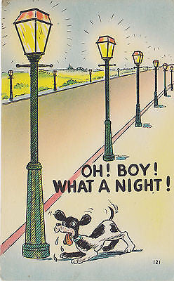 Oh! Boy! What A Night! Linen Comic Postcard - Cakcollectibles - 1