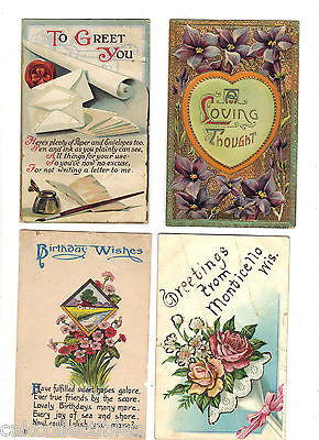 Lot of 4 Antique Greetings Post Cards-Lot 61 - Cakcollectibles - 1