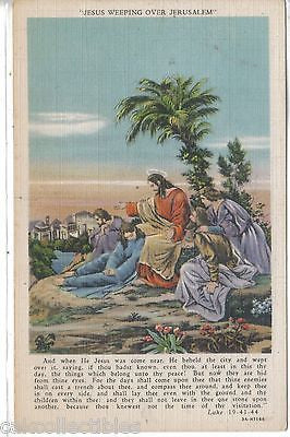 "Jesus Weeping Over Jerusalem"-Linen Post Card - Cakcollectibles