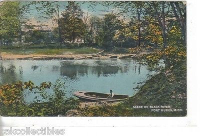 Scene on Black River-Port Huron,Michigan 1914 - Cakcollectibles - 1