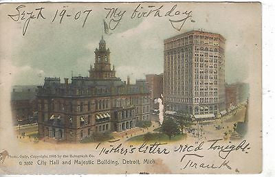 City Hall and Majestic Building-Detroit,Michigan 1907 - Cakcollectibles