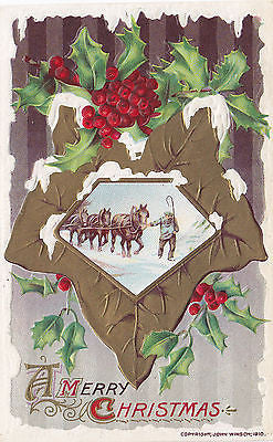"A Merry Christmas" Horses-Snow John Winsch Postcard - Cakcollectibles - 1