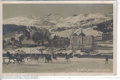 RPPC-St. Moritz,Trabrennen auf dem See-Horse and Sleigh Racing - Cakcollectibles