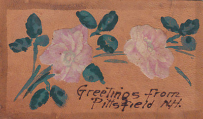 "Greetings From Pittsfield, N.H." Comic Leather Postcard - Cakcollectibles - 1