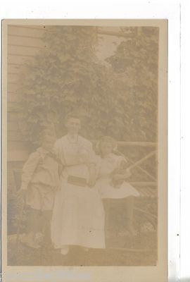 RPPC-Woman with Boy and Girl-Girl Holding Teddy Bear and Boy with Gun - Cakcollectibles