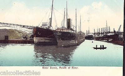 River Scene,Mouth of River-Ships-Unkown Location 1907 - Cakcollectibles
