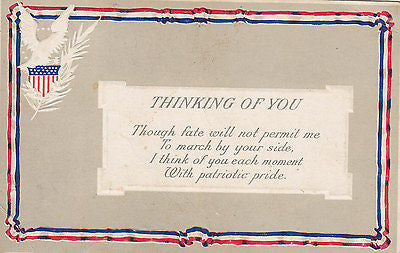 Thinking Of You Patriotic Postcard - Cakcollectibles