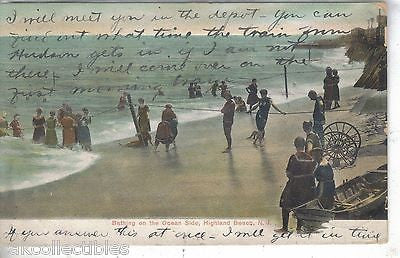 Bathing on The Ocean Side-Highland Beach,New Jersey 1907 - Cakcollectibles