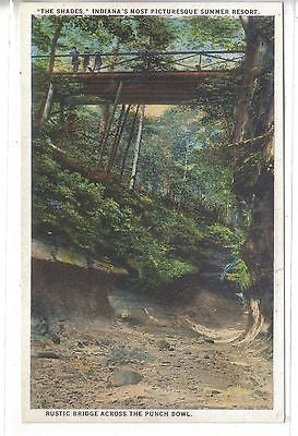 Rustic Bridge across The Punch Bowl, "The Shades" Scenic Park-Indiana - Cakcollectibles