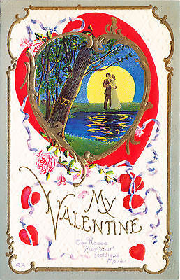 My Valentine O'er Roses May Your Footsteps Move Postcard - Cakcollectibles