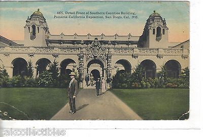 Detail Front of Southern Counties Building-Panama-California Expo 1916 - Cakcollectibles