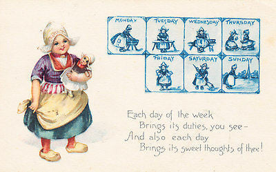 Each Day Of The Week Comic Postcard - Cakcollectibles