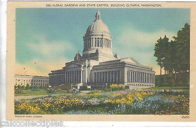 Floral Gardens and State Capitol Building-Olympia,Washington 1947 - Cakcollectibles