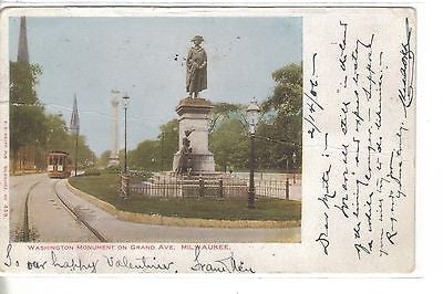 Washington Monument on Grand Avenue-Milwaukee,Wisconsin 1906 - Cakcollectibles