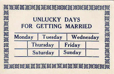 Unlucky Days For Getting Married Comic Postcard - Cakcollectibles