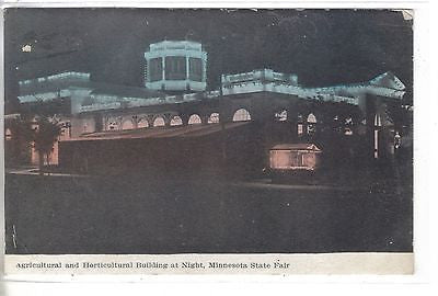Agricultural & Horticultural Building at Night-Minnesota State Fair 1909 postcard front