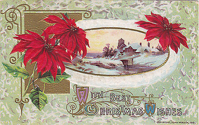 With Best Christmas Wishes Winter Scene John Winsch Postcard - Cakcollectibles