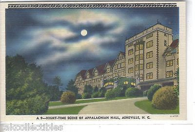 Night Time Scene of Appalachian Hall-Asheville,North Carolina - Cakcollectibles