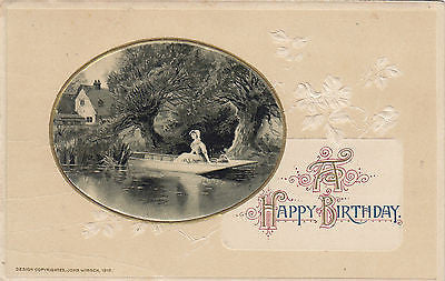 A Happy Birthday Beautiful Scenic John Winsch Postcard - Cakcollectibles