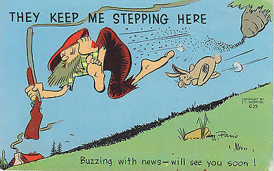 Buzzing With News -See You Soon ! Linen Comic Postcard - Cakcollectibles - 1