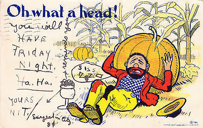 Oh What A Head Comic Postcard - Cakcollectibles