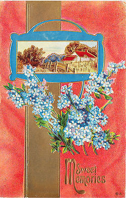 Sweet Memories Country Landscape Flower Postcard - Cakcollectibles