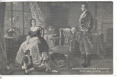 Washington's First Interview with Mrs. Custis Vintage Postcard Front
