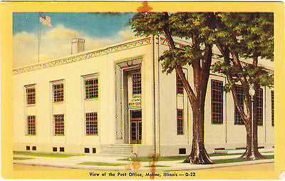 Post Office Moline Illinois Postcard - Cakcollectibles