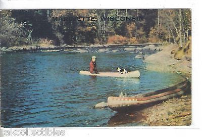 Menominee Indian in Hand Dugout Canoe on Wolf River-Menominee Indian Reservation - Cakcollectibles