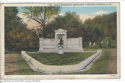 Col. Drake Monument,Woodlawn Cemetery-Titusville,Pennsylvania - Cakcollectibles